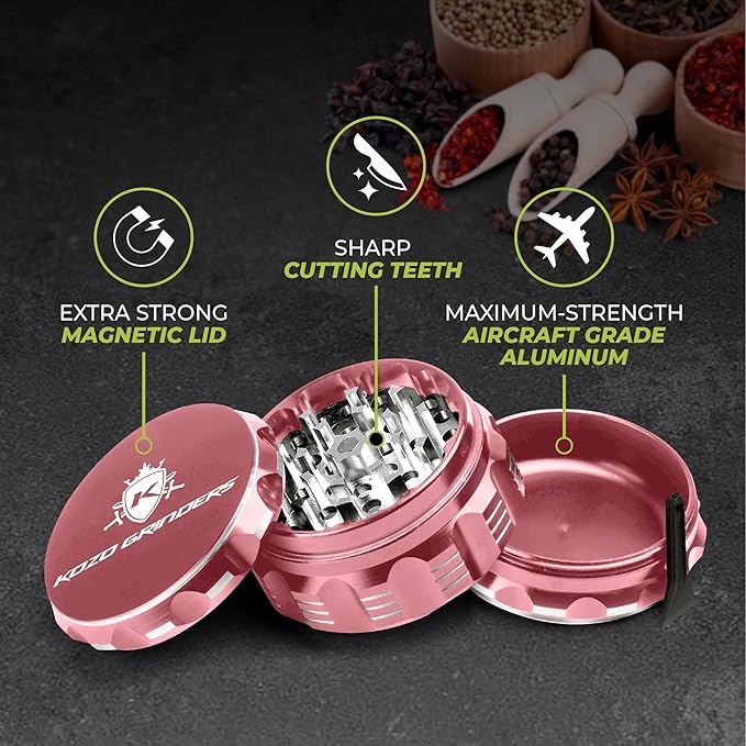 2.5 Inch Grinder Mills, Aluminum (Rose Gold) - Bloomnest
