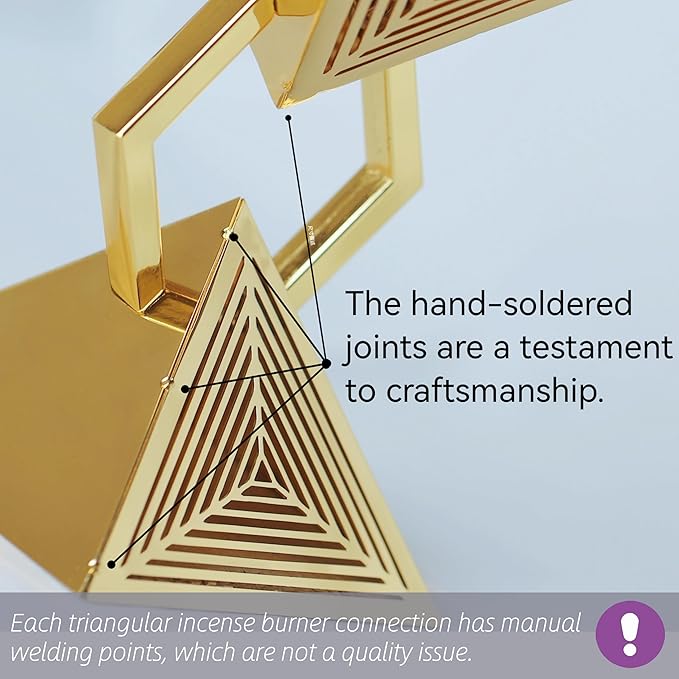 Geometric Charcoal Incense Burner Holder- Gold Electroplated Metal Burner with Anti-Oxidation Coating, Premium Bakhoor Burner for Home Decor and Meditation, Unique Triangle Design Spiritual Gift - Bloomnest