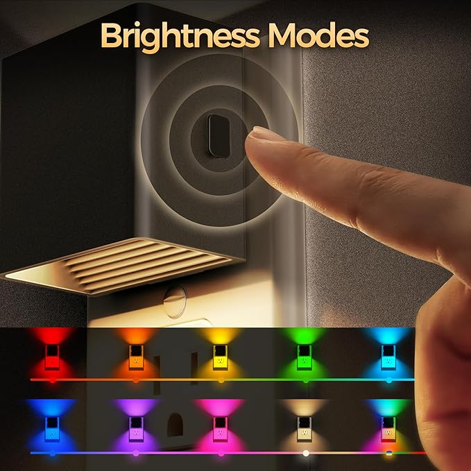 DORESshop LED Night Lights Plug into Wall [2 Pack], Plug in Nightlight, RGB Color-Changing Night Light, Dusk to Dawn Sensor, Nightlights for Adults, Bedroom, Bathroom, Hallway - Bloomnest