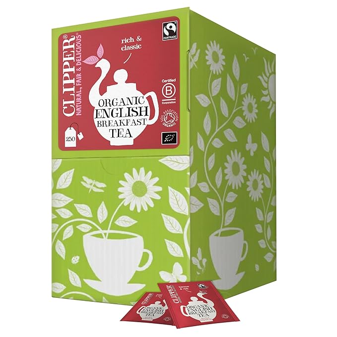 Clipper Tea, English Breakfast Assam Blend, Fairtrade, Organic, Plant-Based, Caffeinated British Tea, 250 Tea Bags - Bloomnest