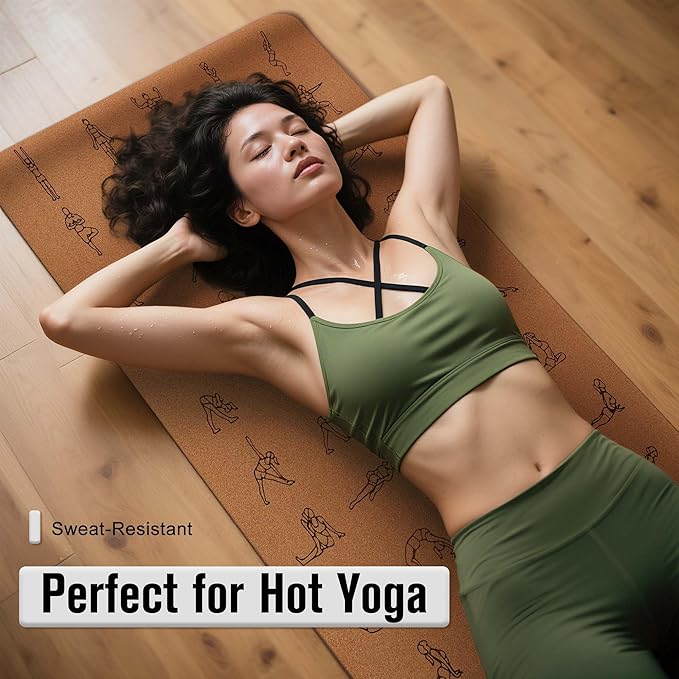 Premium Cork Yoga Mat 1/4 & 2/5 Inch Thick 72 x 26 in, Thick Cork and TPE Non Slip Yoga Mats for Women Men, Sweat Proof Eco-friendly, Great for Hot Yoga & Workouts - Bloomnest