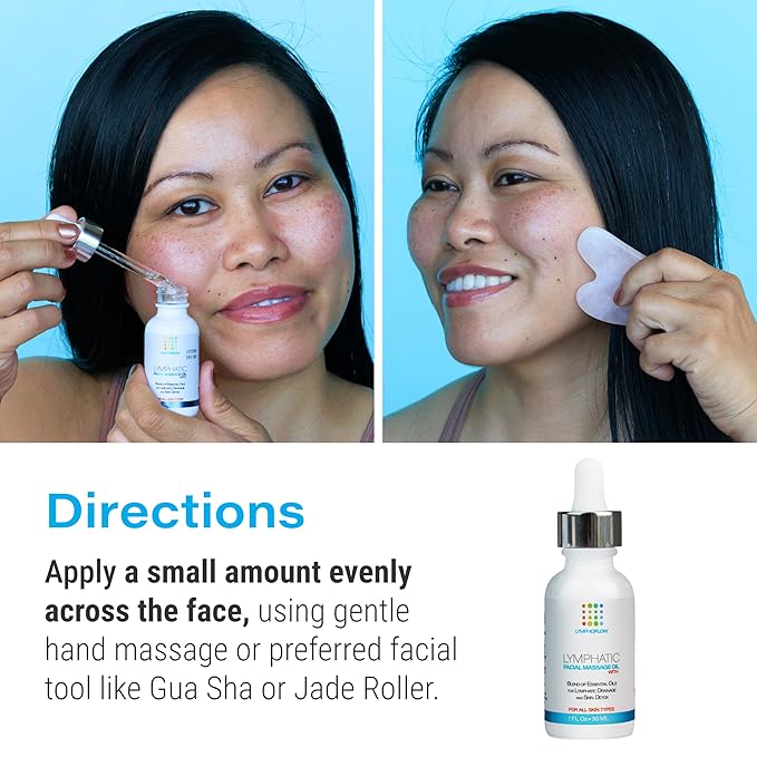 Facial Lymphatic Drainage Oil for Gua Sha Facial Tools, Lymphatic Drainage Massager Face with Jojoba & Coconut Oil, Use with Face Roller, Jade Roller, Guasha Tool for Face & Neck, 1 Fl Oz - Bloomnest