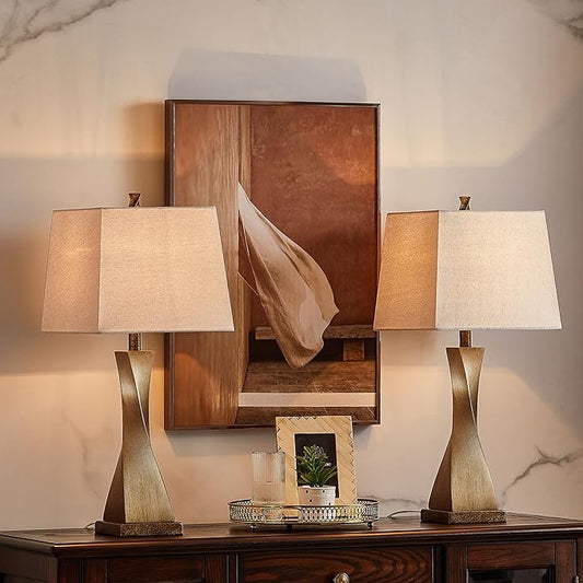 KAWOTI 27" Distressed Painted Table Lamp Set (Set of 2) - Bloomnest