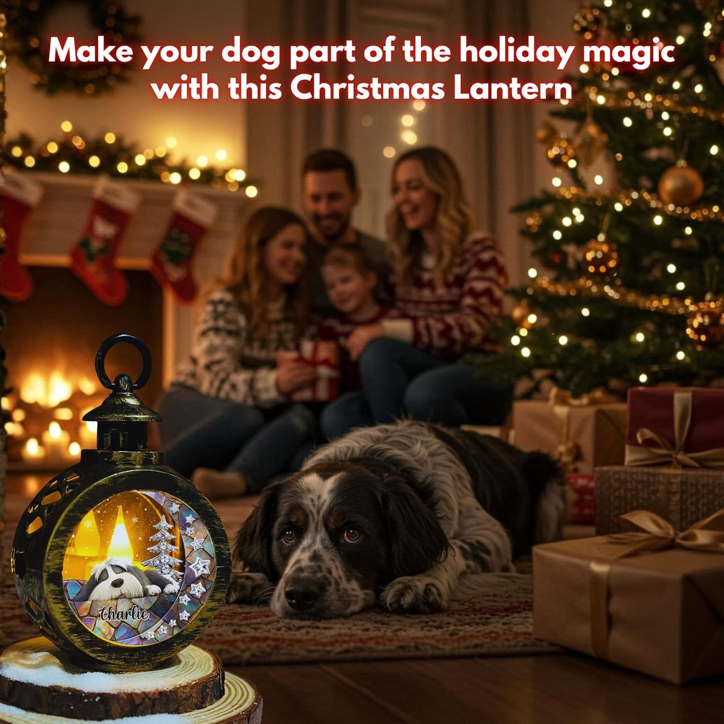 WRAPPINESS Personalized Sleeping Dog Christmas Lantern for Dog Lovers, Memorial Lantern Loss of Dog, Deepest Sympathy Gift for Pet Loss, Hardest Goodbye Dog Remembrance Gift