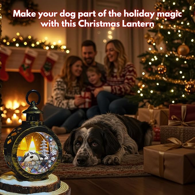 WRAPPINESS Personalized Sleeping Dog Christmas Lantern for Dog Lovers, Memorial Lantern Loss of Dog, Deepest Sympathy Gift for Pet Loss, Hardest Goodbye Dog Remembrance Gift - Bloomnest