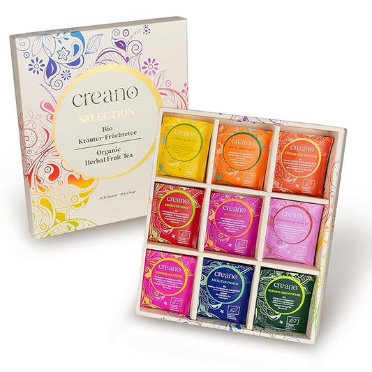 Creano Organic Herbal & Fruit Tea Gift Set – 45 Organic Tea Bags in 9 Dreamy Varieties – 90 g* - Bloomnest