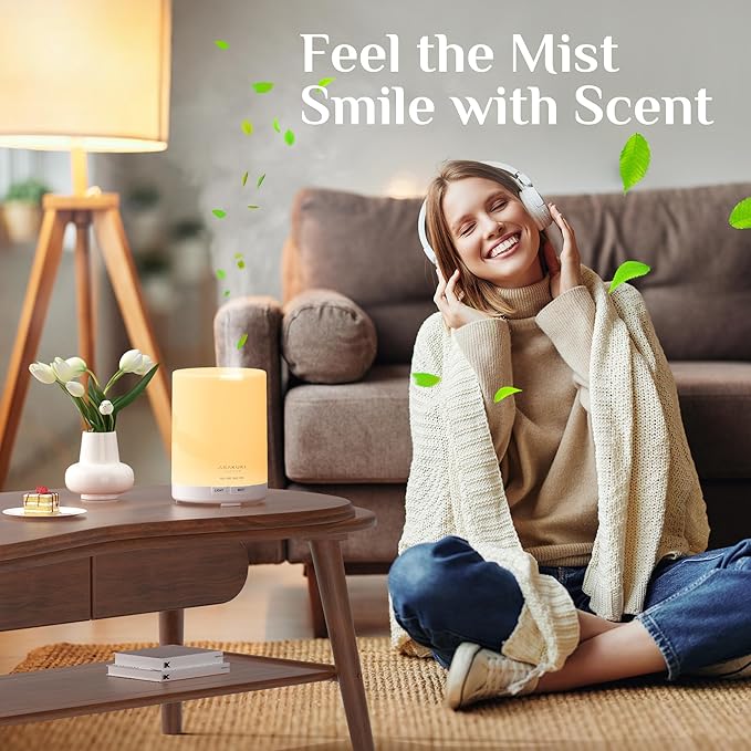 ASAKUKI Essential Oil Diffuser, 5-in-1 Quiet Humidifier, Home Fragrance Aroma Diffuser with 7 LED Color Changing Light and Auto-Off Switch (Pure White) - Bloomnest