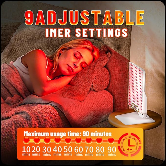 Red Light Therapy Device,Portable LED Red Infrared Light Device with 630nm, 660nm & 850nm Combination Light for Face and Body, 9 Adjustable Timer Settings, Adjustable Angle, Includes Goggles,White Bloomnest