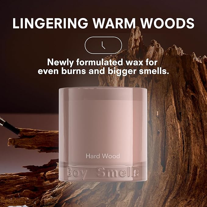 Boy Smells Hard Wood Leather Candle - 8.5 oz - Home Candle with Black Pepper, Leather and Cedarwood - Up to 50-Hour Burn - Cotton Wick - Bloomnest