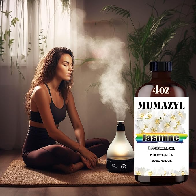 Jasmine Essential Oil, Jasmine Oil 4 Fl Oz 120ML for Diffuser Humidifier Yoga Cleaning DIY Candle Soap Making Essential Oils - Bloomnest