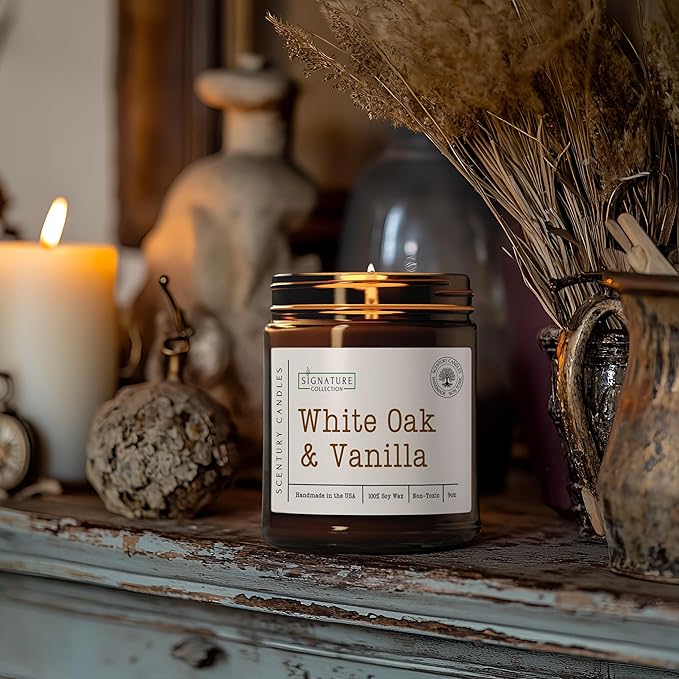 White Oak Vanilla Scented Candle, Many Scents to Choose from, All Natural Non-Toxic Soy Wax, Handmade in The USA (White Oak & Vanilla) - Bloomnest