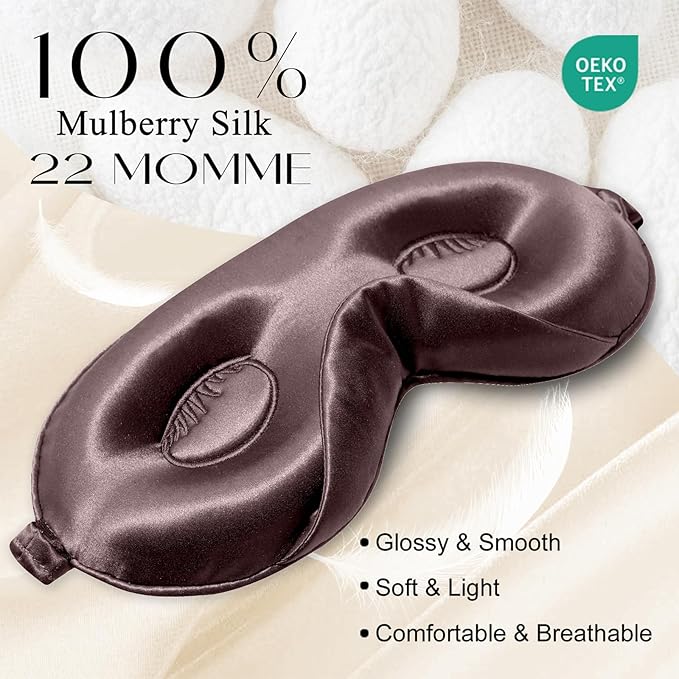 ZIMASILK Adjustable 22 Momme 100% Mulberry Silk Sleep Mask, Upgraded 3D Contoured Cup Eye Mask for Sleeping, Super Soft & Breathable Blindfold, Blackout for Deep Sleeping (Gray Purple) - Bloomnest