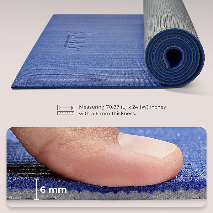 Sunny Health & Fitness Non-Slip Yoga Mat – Durable, Anti-Tear, Lightweight, Cushioned Support for Yoga, Pilates, Stretching Exercises, Meditation and Floor Workouts | Multiple Sizes & Colors - Bloomnest