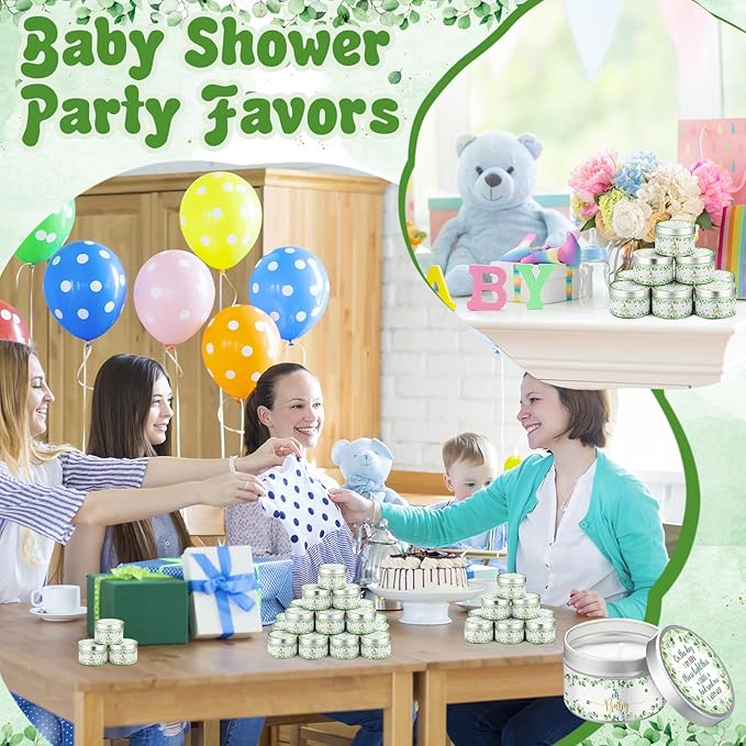50 Pcs Baby Shower Party Favors Candles Lavender Scented Gender Reveal Gifts Bulk Candles for Favors Baby Shower Rustic Return Gifts(Eucalyptus) - Bloomnest