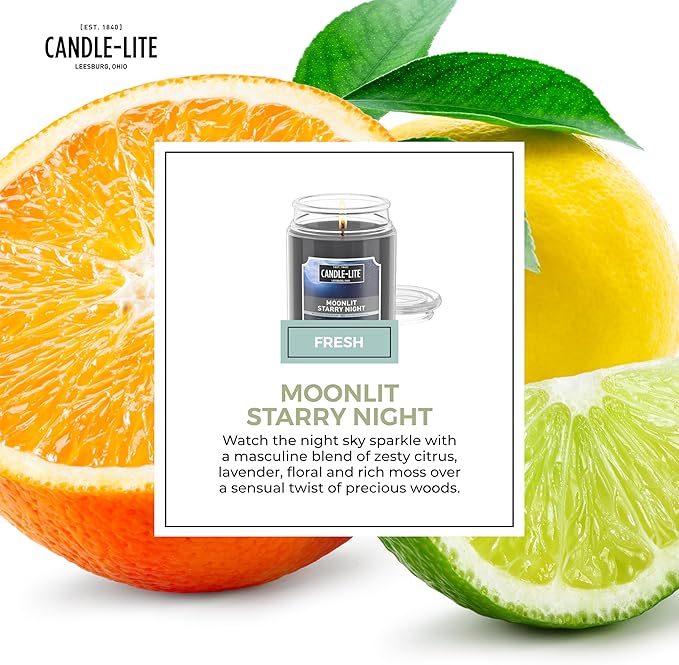 Candle-lite Scented Candles, Moonlight Starry Night, 18 oz Jar, Proudly Poured in The USA, Aromatherapy Candle, Single-Wick with 110 Hours of Burn Time, Perfect for Creating a Refreshing Ambiance - Bloomnest