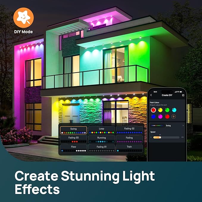 Linkind Permanent Outdoor Lights HP5,Smart AI RGBTW 150ft Christmas Lights, 85 Scenes Modes for Daily Holiday Halloween Decorations,IP67 Waterproof, Compatible with Alexa,Google Assistant - Bloomnest