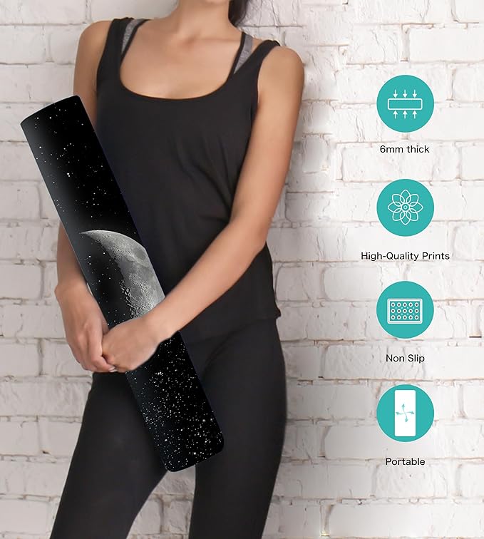 Non Slip Yoga Mat TPE Workout Mat for Men Women, Thick Workout Mat with Carrying Strap, Fitness Mats for Exercise, Yoga, Fitness, Pilates, Floor Workouts (72" x 24" x 6mm) - Bloomnest