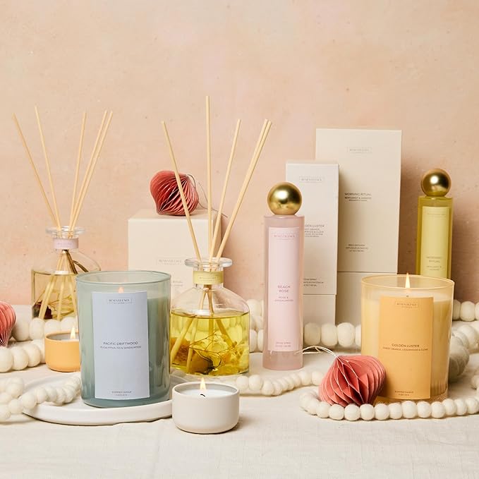 Rose & Sandalwood Scented Candle | 11oz, 60 Hour Burn | Natural Soy Wax, Cotton Wick | Fall & Holiday Candles | Christmas Scented Candles for Home | Benevolence LA Sun-Kissed Collection - Beach Rose - Bloomnest