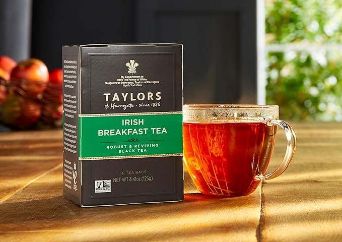 Taylors of Harrogate Irish Breakfast, Black Tea, Pillow Bags, 50 Count (Pack of 6), Rich, Bright & Malty, Caffeinated, Enjoy Hot or Iced, 300 Teabags Total - Bloomnest