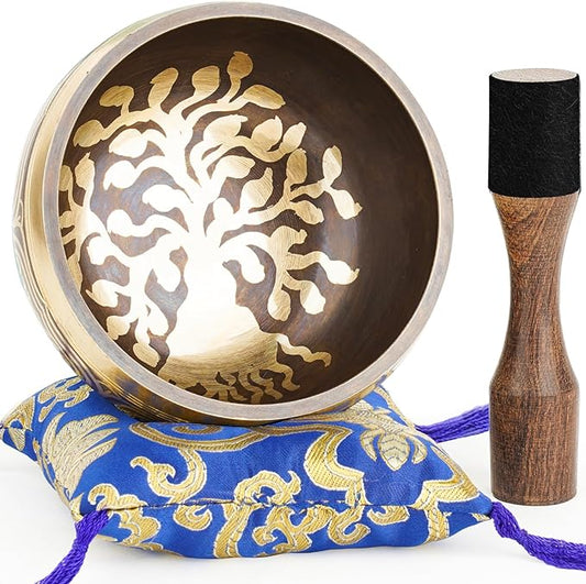 Tibetan Singing Bowls – Hand-Hammered in Nepal, Authentic Meditation Sound Bowls for Yoga, Chakra Healing, Mindfulness & Spiritual Self-Care Gifts for Women