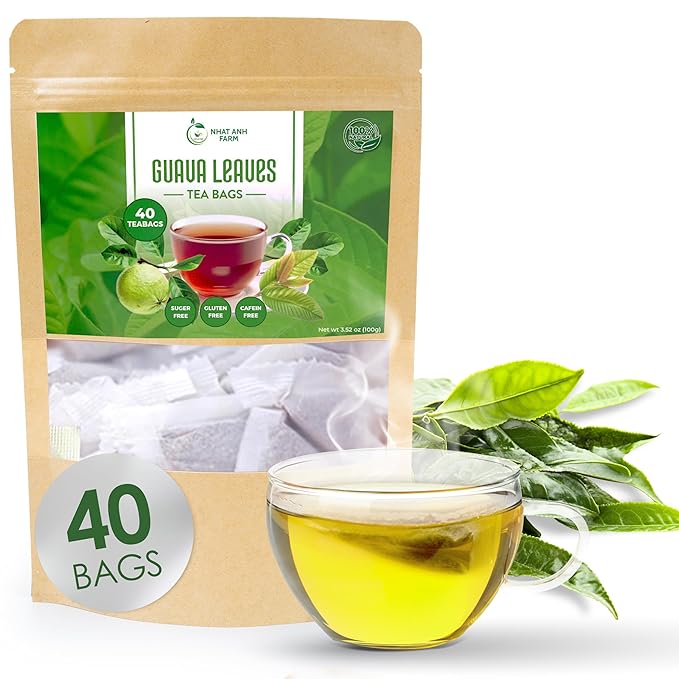 NHAT ANH FARM - Premium Guava Tea Bags - Dried Guava Leaves 40 Tea Bags, 2.5g/bag) - 100% Natural And Pure, Sugar/Caffeine/Gluten Free. Good For Your Health - Bloomnest