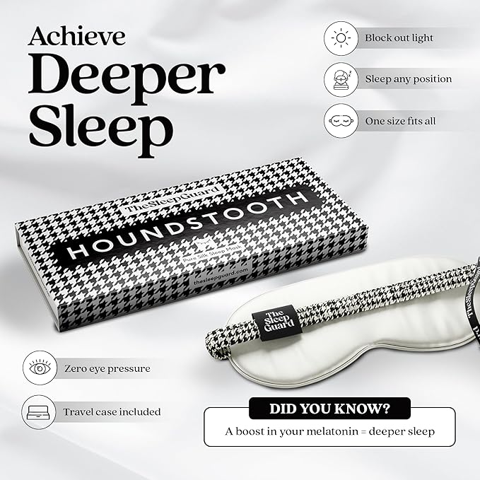 TheSleepGuard Pure Silk Sleep Mask [100% 6A Mulberry Silk, 22 Momme] Light Blocking Travel Essentials. Eye Masks for Sleeping. Black Oeko-Tex Blindfold. Eye Covers for Men & Women