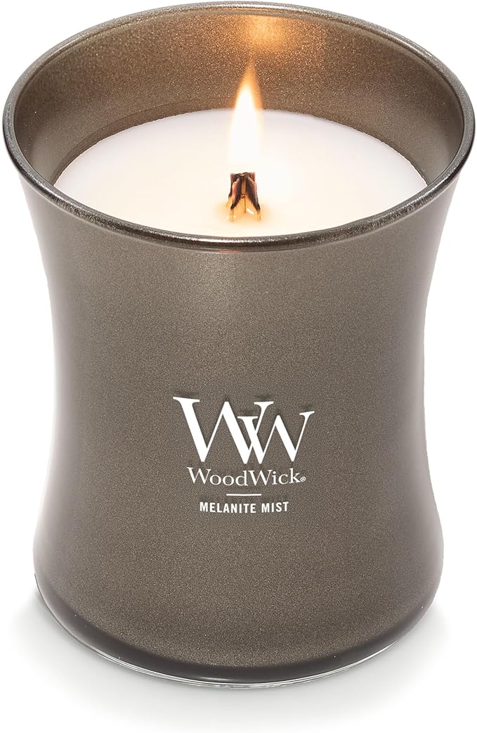WoodWick Melanite Mist Holiday Candle Gifts for Women and Men, 9.7 oz Precious Metals Collection with Crackling Wick - Bloomnest