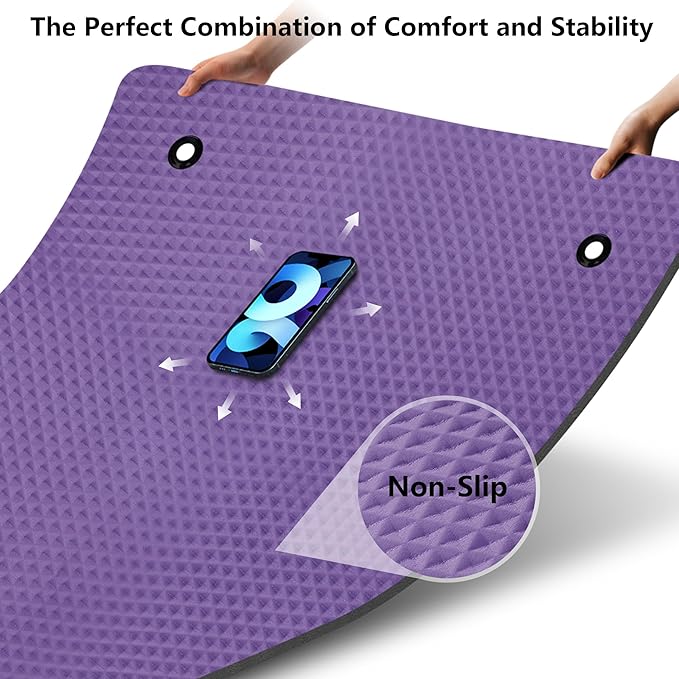 LFS Yoga Mat 72.8" x 31.5" x 2/5 inch Thick With Strap and Bag, Extra Wide Workout Mat for Women and Men, Non Slip Exercise Mat for Home Outdoor Yoga, Pilates, Stretching, Floor & Fitness Workouts - Bloomnest