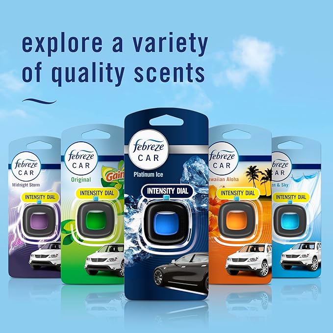 Febreze Car Air Freshener Vent Clip Platinum Ice Scent, .07 oz. Car Vent Clip, Pack of 4 - Bloomnest