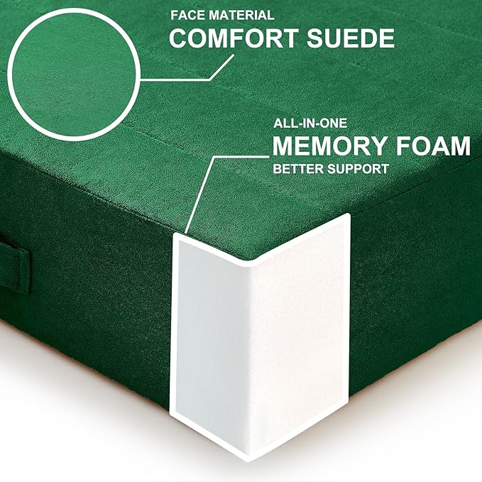 2 Pcs High Density Foam Floor Pillow - Upgraded Large Pillows Seating for Adults - Outdoor Floor Cushion with Soft Tufted Cover - Yoga Pillows for Sitting On Floor - 22 Inch Green - Bloomnest