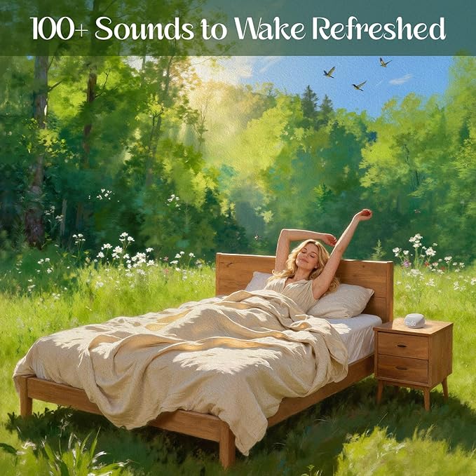 White Noise Sound Machine for Sleep, Dual-Stage Alarm&Snooze, Smart App Control, Custom Buttons, 500+ Non Looping Soothing Sounds, Dimmable Clock, Timer, Night Light, Lullaby, for Baby Adults Kids - Bloomnest