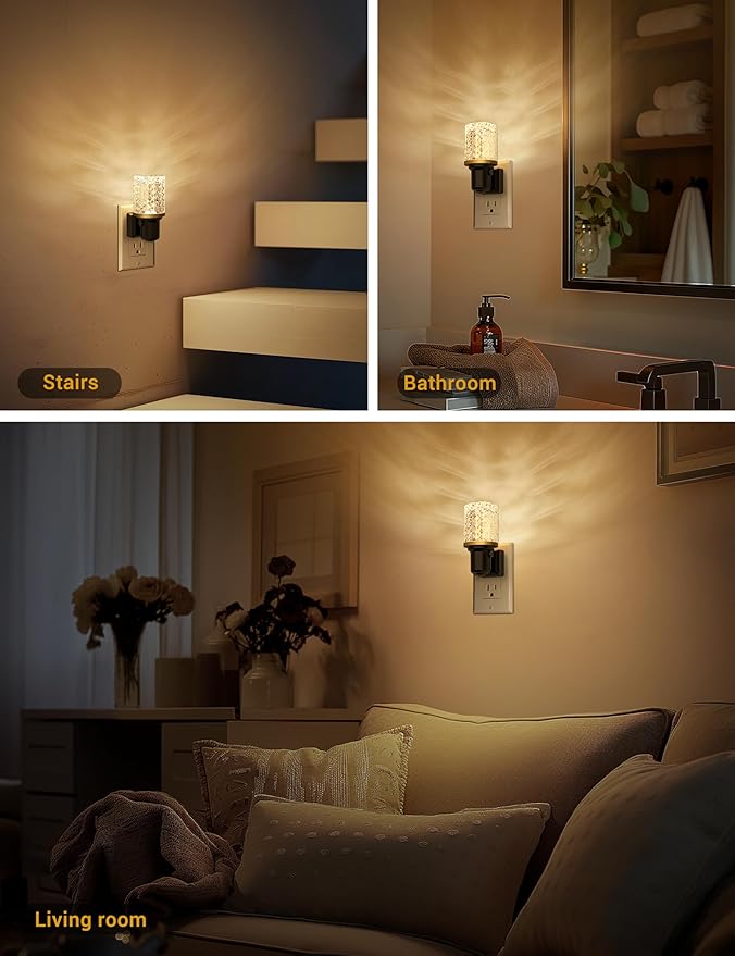 JandCase LED Night Light, Dimmable Night Lights Plug into Wall, Modern Nightlight with Auto On Off Light Sensor, 3000K Soft White Night Light 0-100LM Brightness for Bathroom Hallway Bedroom Decor - Bloomnest