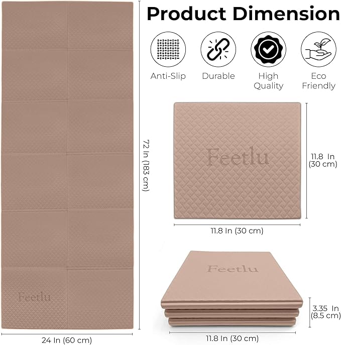 Foldable Yoga Mat, 6mm Thick, Lightweight, Anti-Slip, and Easy to Store – Perfect for Travel, Yoga, Pilates, Home Workouts, and Floor Exercises - Bloomnest