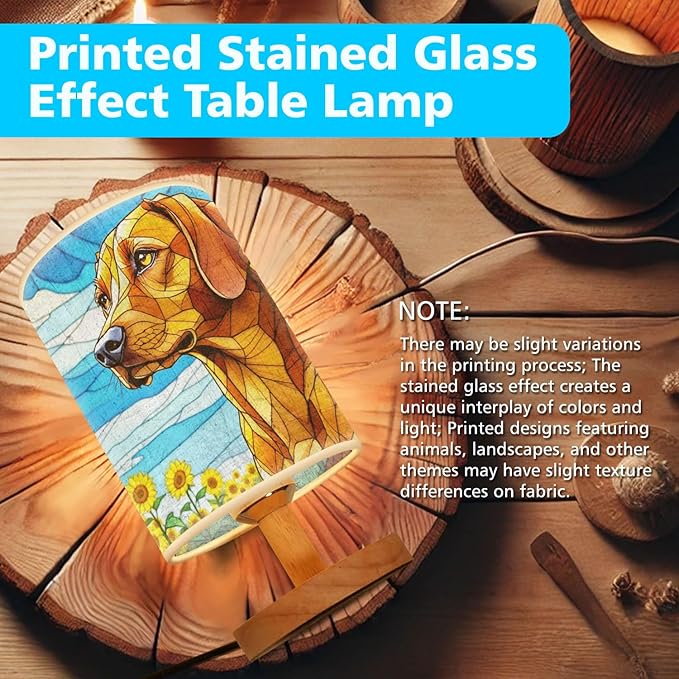 Vizsla Table Lamp LED 3-Color Pressed Bedside, Dog Shade Lamp with Wood Base for Bedroom Living Room Desk Office - Bloomnest