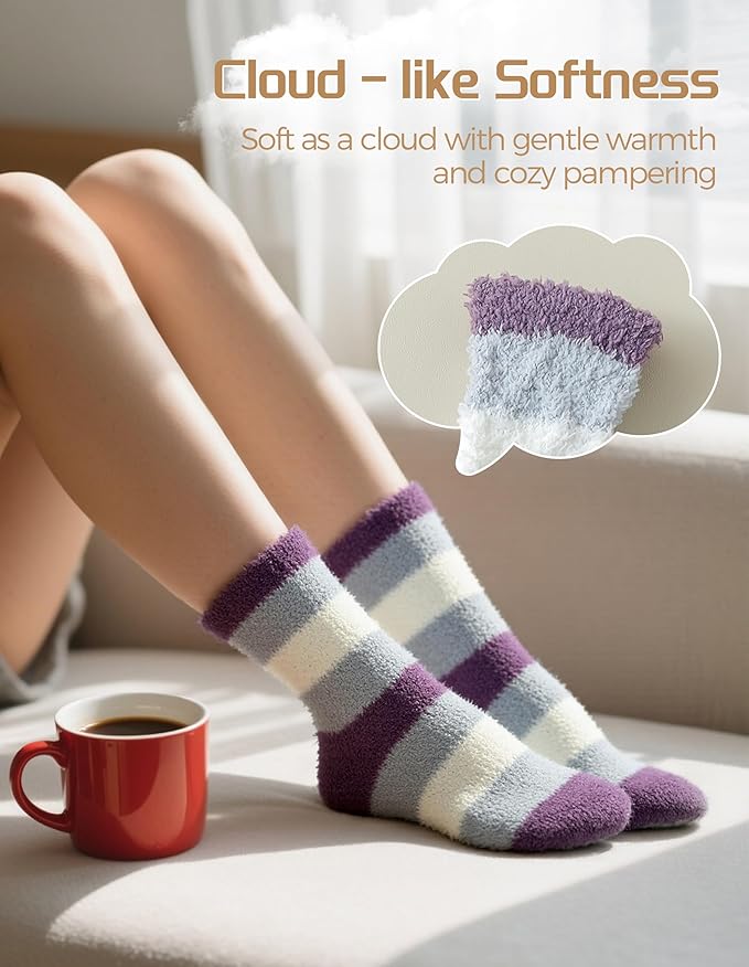 TEHOOK Warm & Cozy Valentines Gifts for Women, Fluffy Fuzzy Plush Sleeping Slipper Socks - Soft Warm Fabric