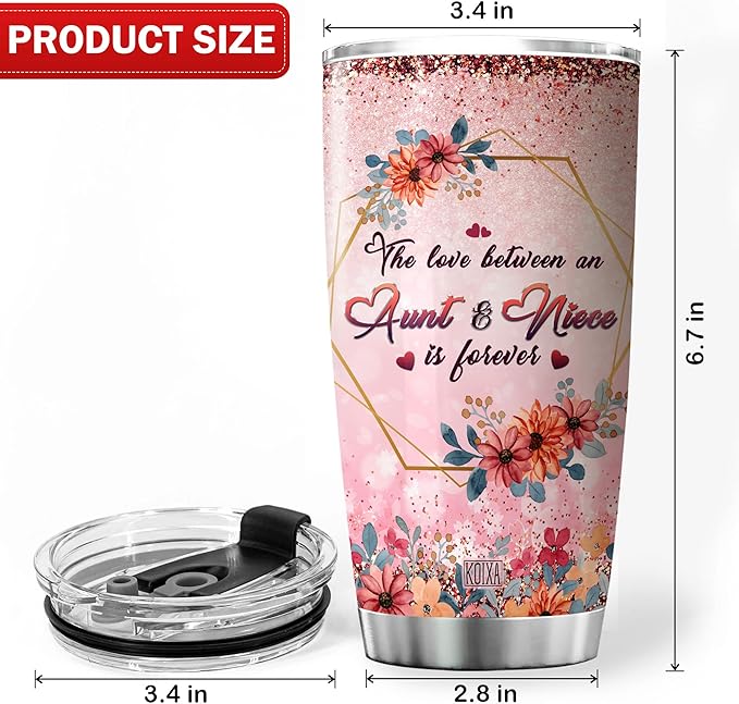 Thank You For Being My Auntie Coffee Tumbler 20oz Vintage Flower Floral Print Coffee Cup With Lid Stainless Steel Travel Mug Aunt Gifts From Niece Birthday Present For Aunts - Bloomnest