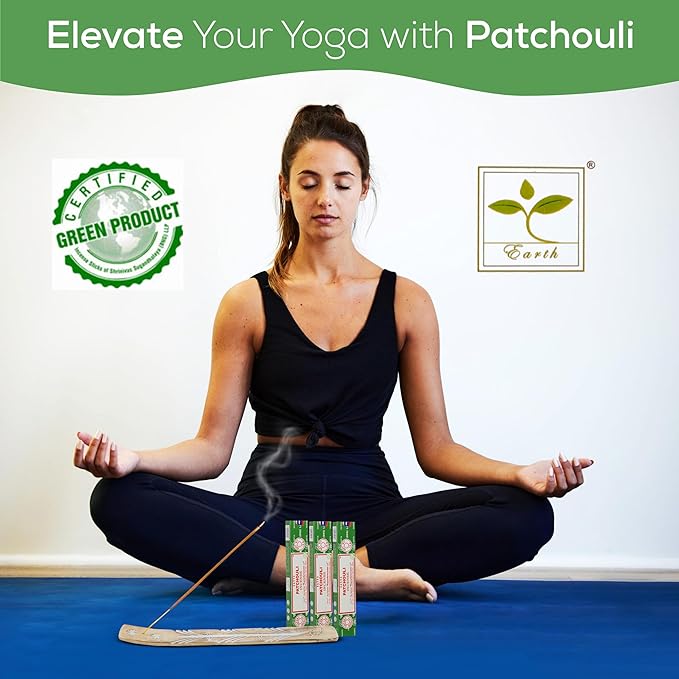 Satya Patchouli Incense Sticks, Satya Bng (Bangalore) Insenses 15gmx3 Pack (45 GMS) with Raajsee Incense Holder Bundle, Satya Nagchampa Natural Incense - Bloomnest