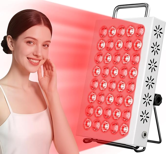 AearKing Red Light Therapy for Face and Body, 660nm & 850nm Near Infrared Red Light Therapy Panel with Adjustable Stand, Portable Dual Chip LED Red Light Therapy Lamp with Timer & 5 Brightness Levels AearKing