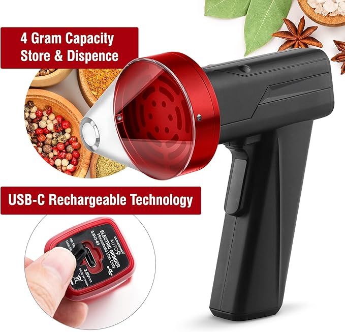 2.5" Large Electric Grinder Herb Grinder, Auto Spice Grinder with Auto Dispensing (Black Red) - Bloomnest