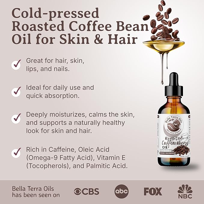 Bella Terra Oils Roasted Coffee Bean Oil for Skin and Hair – 1gallon, Cold Pressed Carrier Oil, Hydrating, Nourishing, Fast Absorbing - Bloomnest
