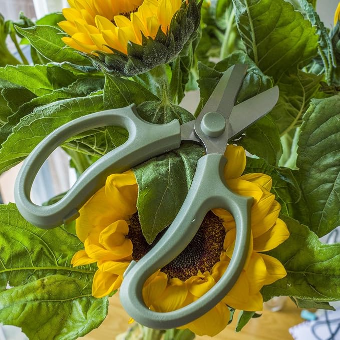 Leize Flower Scissors, Premium Thickened Stainless Steel Floral Shears, Strong Pruner for Flowers, Branches and Leaves (Green Slender 2Pics) - Bloomnest