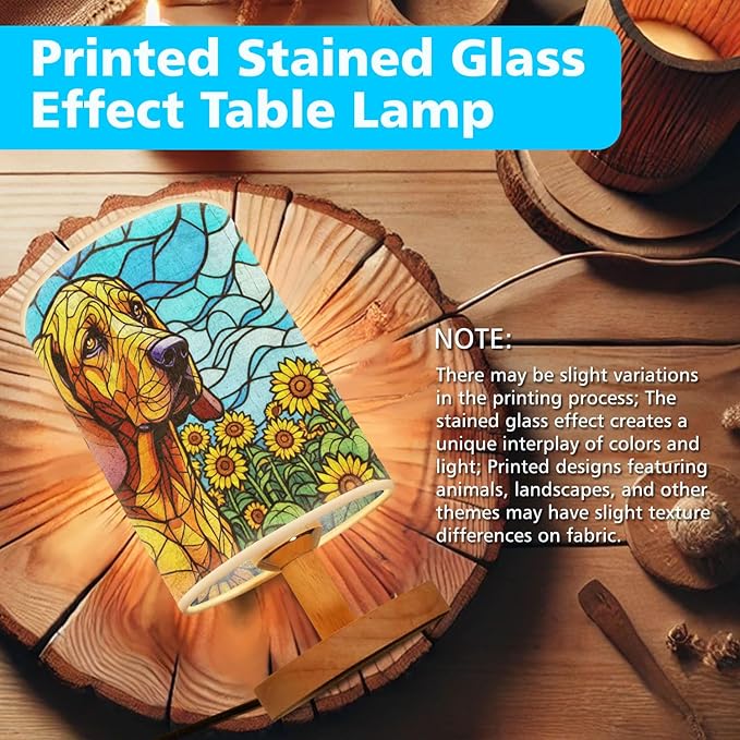 Bloodhound Table Lamp LED 3-Color Pressed Bedside, Dog Shade Lamp with Wood Base for Bedroom Living Room Desk Office - Bloomnest