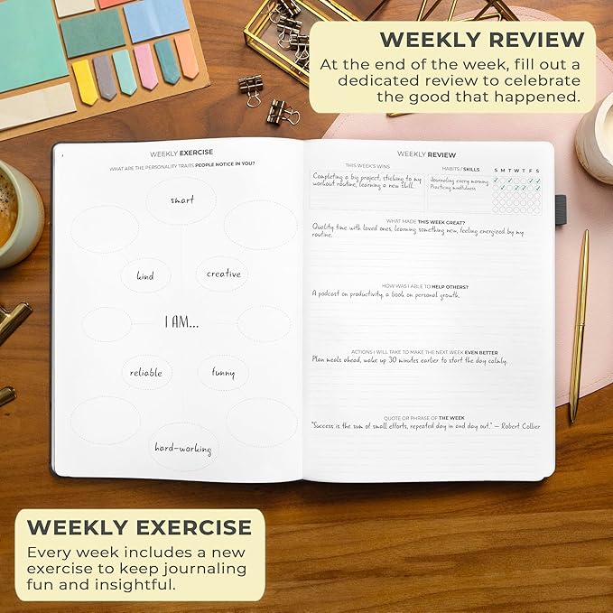 Clever Fox Gratitude Journal Large – Happiness, Positivity & Affirmation Journal – Inspirational Daily Notebook, 3 Months, 8.3x11” (Black) - Bloomnest