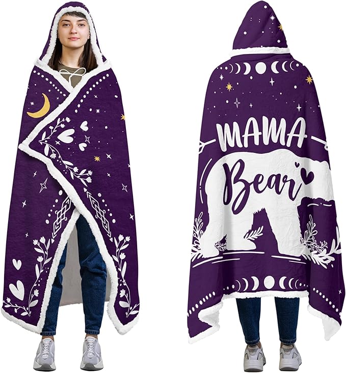 GEEMBI Birthday Gifts for Mom from Daughter and Son - Purple Mama Wearable Blanket Hoodie 47x72 in - Mothers Day and Birthday Gifts for Women, Mama Gift for Women, Gift for Mother in Law - Bloomnest