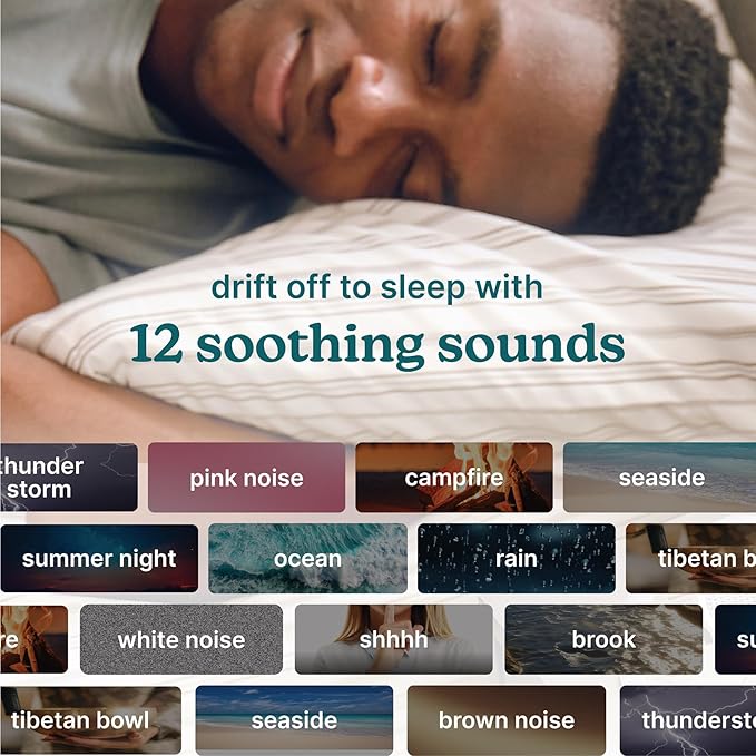 Homedics Sleep Better Portable Sound Machine, Night Light,12 Soothing Sounds Including White Noise, Rain, and Thunderstorm, Ultra-Portable Design, Auto-Off Timer, Ideal for Travel & Baby Sleep, Cream - Bloomnest