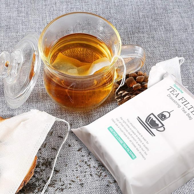 Fenshine 400 Pcs Tea Filter Bags Disposable Empty Tea Bags Drawstring Seal Tea Infusers Bag for Loose Leaf Teal - Bloomnest