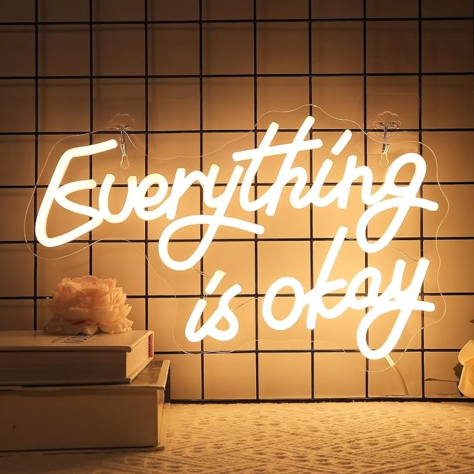 Attivolife Everything Neon Sign for Wall Decor, Light up Inspire LED Lamp with Dim USB Powered, Encourage Gifts Unique Decor for Home Living Room Shop Teahouse Birthday Christmas Day - Bloomnest