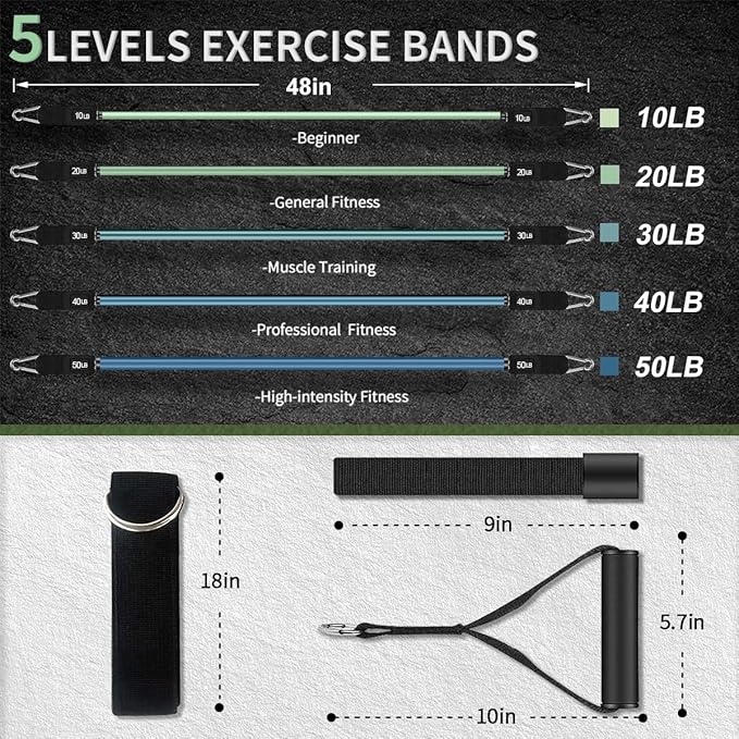 VEICK Resistance Bands, Exercise Bands, Workout Bands, Resistance Bands for Working Out with Handles for Men and Women, Exercising Bands for Fitness Weights Work Out at Home - Bloomnest