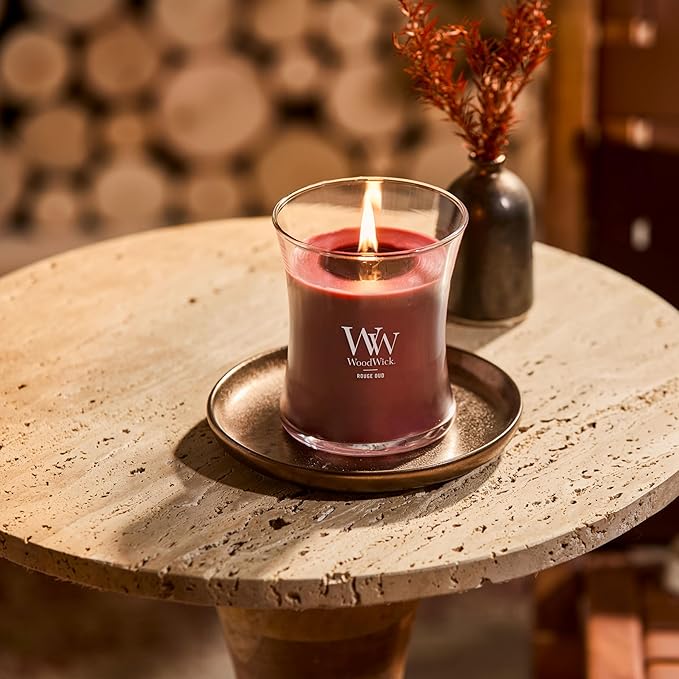 WoodWick Rouge Oud Gifts for Women and Men, 9.7 oz Medium Hourglass Candle with Crackling Wick - Bloomnest