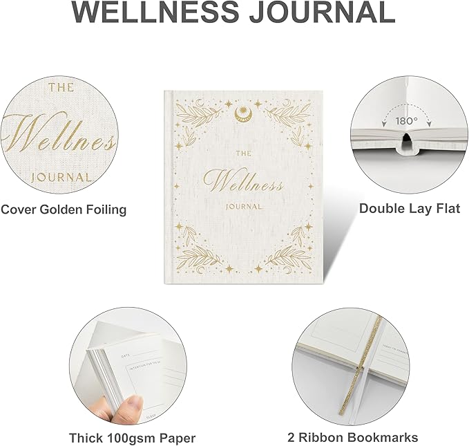 And Per Se Wellness Journal, Daily Journal for Personal Mental Health, Sleep & Diet Tracking, Self Care Reflection for Women & Men (Stardust Beige) - Bloomnest